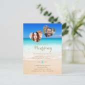 FOTO Tropical Beach Hearsand Sea Save the Date Postkarte (Stehend Vorderseite)