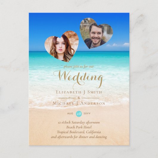 FOTO Tropical Beach Hearsand Sea Save the Date Postkarte (Vorderseite)