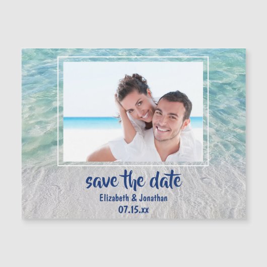 Foto Tropical Beach Ziel Save the Date Magnetkarte (Vorderseite)