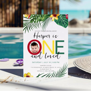 Foto Tropical Wild One Aloha Luau 1. Geburtstag Einladung