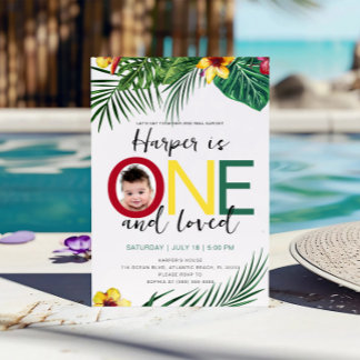 Foto Tropical Wild One Aloha Luau 1. Geburtstag Einladung