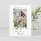 Foto Tropische Branchen & White Blume Graduate Einladung (Stehend Vorderseite)