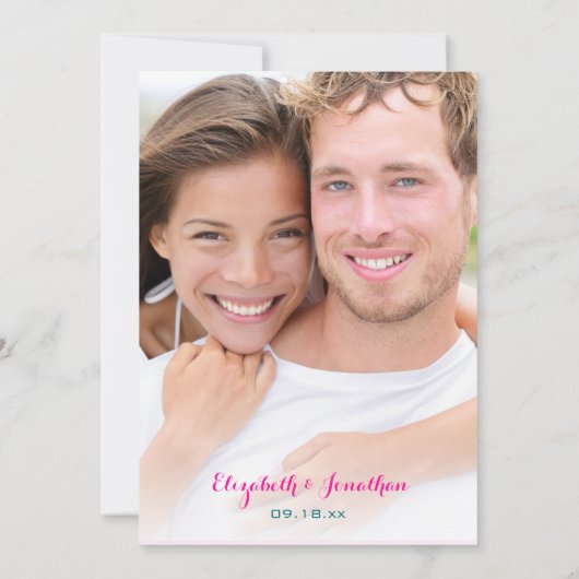 Foto Tropisches Rosa Aquamarine Zickzack Hochzeit Einladung (Rückseite)