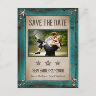 Foto Türkis Scheunenholz Save The Date Karten