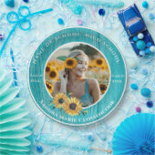 Foto Türkis Sonnenblumen Gelber Abschluss Pappteller (Party)