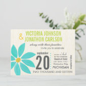 Foto Türkis Stilisierte Daisy Wedding Einladungen (Stehend Vorderseite)