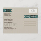 Foto Türkisblütenholz speichert die Datumskarten Ankündigungspostkarte (Rückseite)