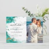 Foto Turquoise Wasserfarbe Geode BarefootBride™ (Stehend Vorderseite)