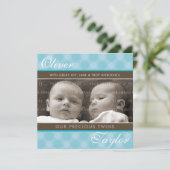 FOTO TWINS GEBURTSANKÜNDIGUNG niedliche Jungen bla Ankündigung (Stehend Vorderseite)