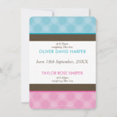 FOTO TWINS GEBURTSANKÜNDIGUNG niedlicher Junge + M Ankündigung (Rückseite)