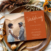 Foto Typografie Burnt Orange Wedding Einladung