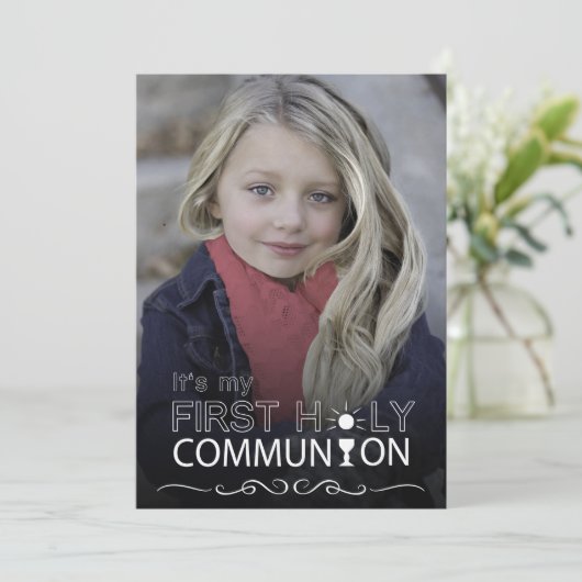 Foto Typografie Erste Kommunion - Einladung (Stehend Vorderseite)