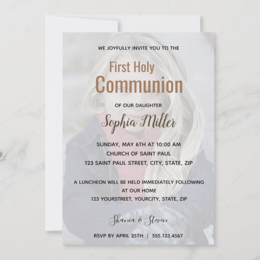 Foto Typografie Erste Kommunion - Einladung (Rückseite)