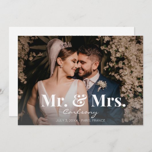 Foto Typografie Hochzeitsankündigung - H Einladung (Vorne/Hinten)