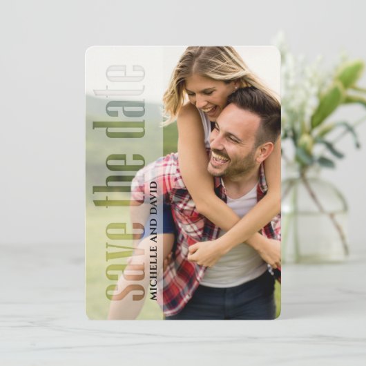 Foto Typografie QR-Code Save the Date modern (Stehend Vorderseite)