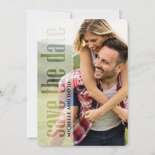 Foto Typografie QR-Code Save the Date modern (Vorderseite)