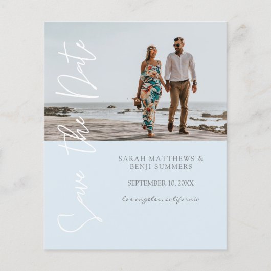 Foto Typografie Save the Date 4B3 Blau Flyer (Vorne)