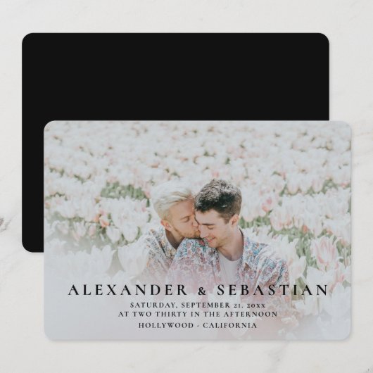 Foto Typografie Simple Gay Save the Date Hochzeit (Vorne/Hinten)