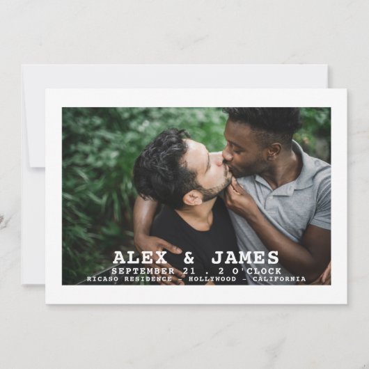 Foto Typografie Simple Gay Save the Date Hochzeit (Vorderseite)