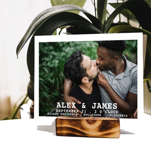 Foto Typografie Simple Gay Save the Date Hochzeit