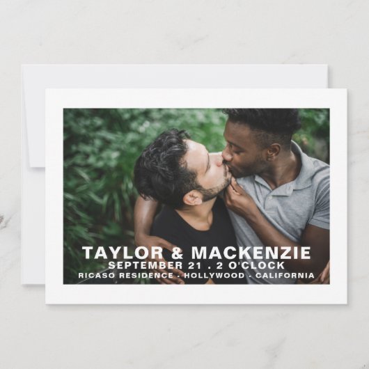 Foto Typografie Simple Gay Save the Date Hochzeit (Vorderseite)