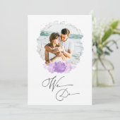 *~* FOTO UAWG + QR AR6 Floral Wedding Inv Einladung (Stehend Vorderseite)