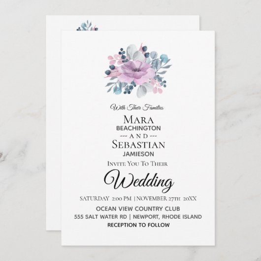 *~* Foto - UAWG - QR BOUQUET Hochzeit Einladung (Vorne/Hinten)