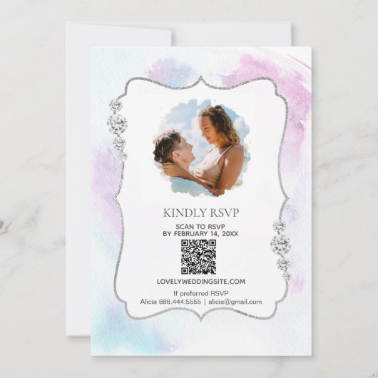 *~* FOTO + UAWG + QR - Diamant ABSTRAKTE Hochzeit Einladung (Rückseite)