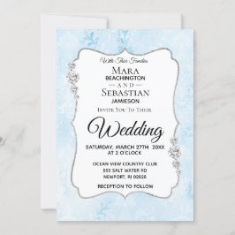 *~* Foto + UAWG + QR Diamant Damask Wedding Invit Einladung