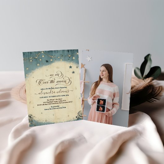 Foto Über den Mond Himmels-Baby-Party Einladung