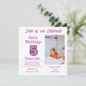 Foto über die 5-jährige Party Einladung von Mädche (Stehend Vorderseite)