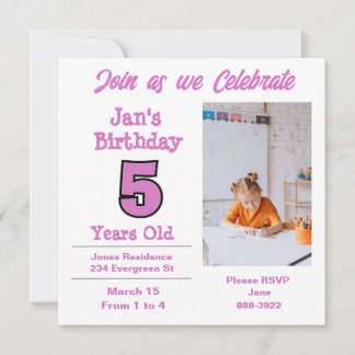 Foto über die 5-jährige Party Einladung von Mädche