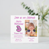 Foto über die dreijährige Party Einladung von Mädc (Stehend Vorderseite)