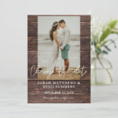 Foto über Holz ändern das Datum Einladung (Stehend Vorderseite)