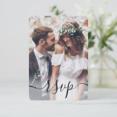 Foto-Überlagerung Einfaches Skript Elegante Hochze RSVP Karte (Stehend Vorderseite)