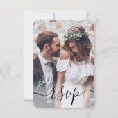 Foto-Überlagerung Einfaches Skript Elegante Hochze RSVP Karte (Vorderseite)