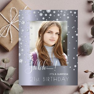 Foto Überraschung Geburtstag Silber Einladung Postkarte