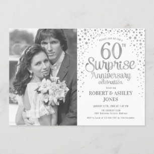 Foto-Überraschung zum 60. Hochzeitstag - Weiß Silb Einladung