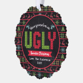 Foto Ugly Sweater Weihnachtsfeiertag Ornament Karte (Links)