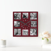 Foto-Uhr, Collage 8, Buffalo Kariert Quadratische Wanduhr (Zuhause)