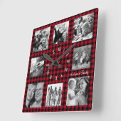 Foto-Uhr, Collage 8, Buffalo Kariert Quadratische Wanduhr (Winkel)