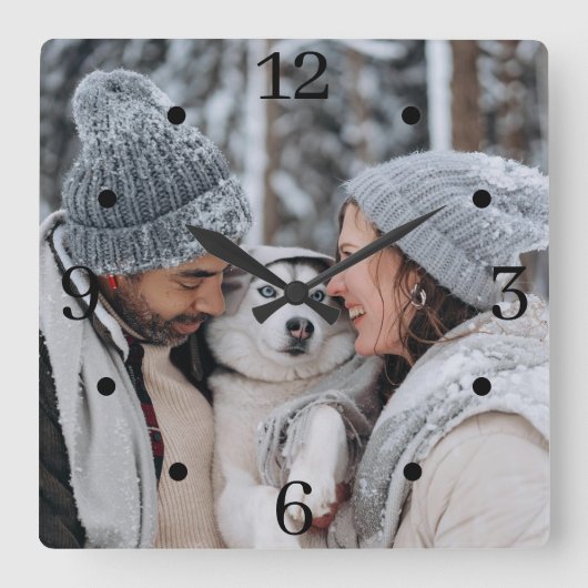 Foto-Uhr für benutzerdefinierte Familie Quadratische Wanduhr (Vorderseite)