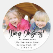 Foto und alle Skripte Moderne Rücksendeadressen-Au Runder Aufkleber (Vorderseite)