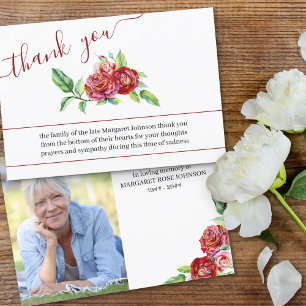 Foto und Aquarellfarben Rote Rosen Beerdigung Dankeskarte