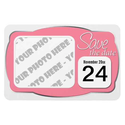 Foto und Datum Rosa "Save the Date" 4x6-Magnet Magnet (Horizontal)