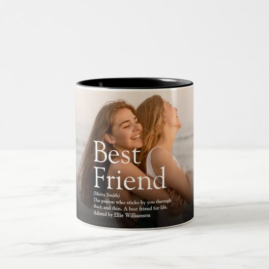 Foto und Definition für personalisierte Freunde Zweifarbige Tasse (Mittel)