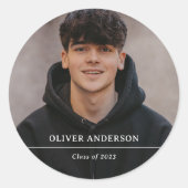 Foto und einfacher Text Runder Aufkleber (Vorderseite)