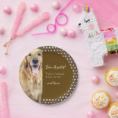 Foto und Familienname Polka Dot Brown Pappteller (Party)