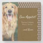 Foto und Familienname Polka Dot Brown Steinuntersetzer (Vorderseite)