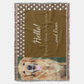 Foto und Familienname Polka Dot Brown Willkommen Decke (Vorderseite Vertikal)